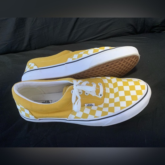 Men’s Yellow/White Checkered Vans - Picture 1 of 3